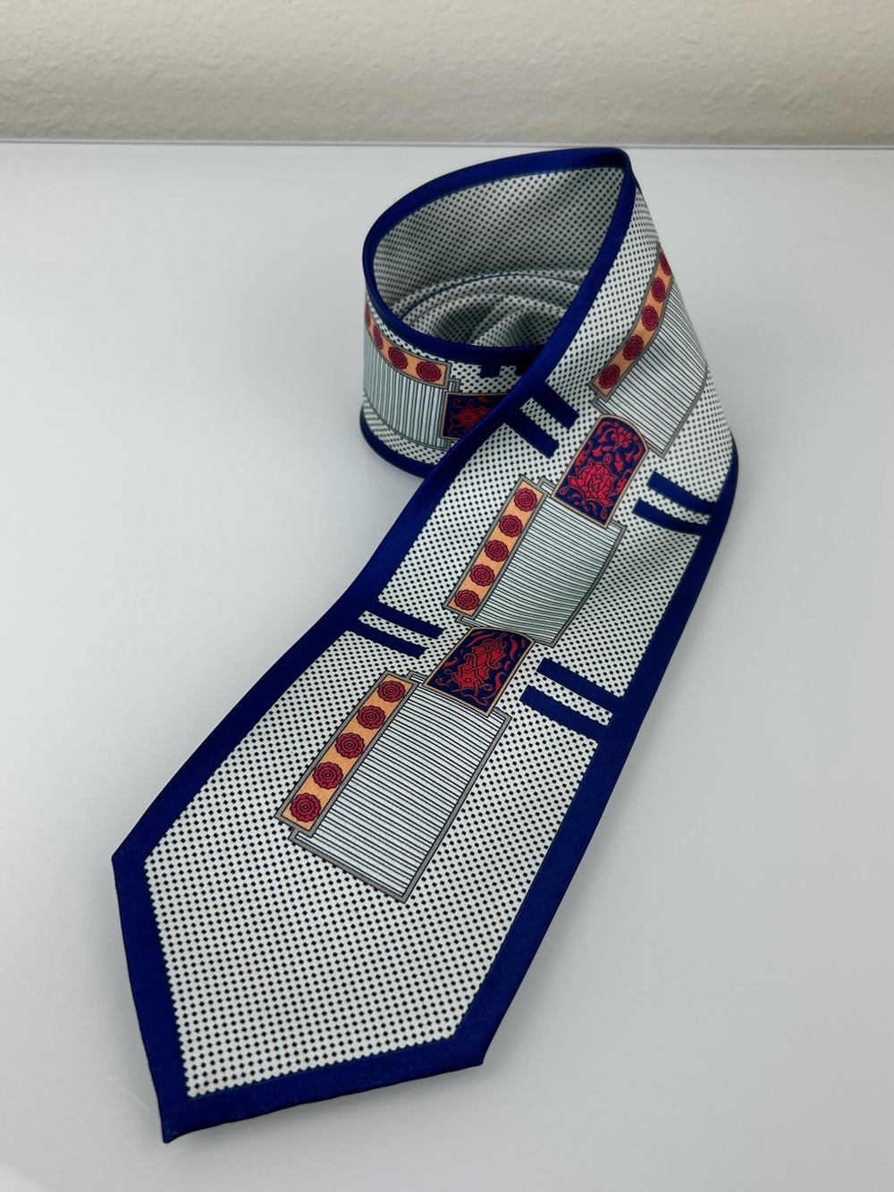 Claudio Nucci Men's Blue Geometric Patterned Tie Unique Made in Italy Business